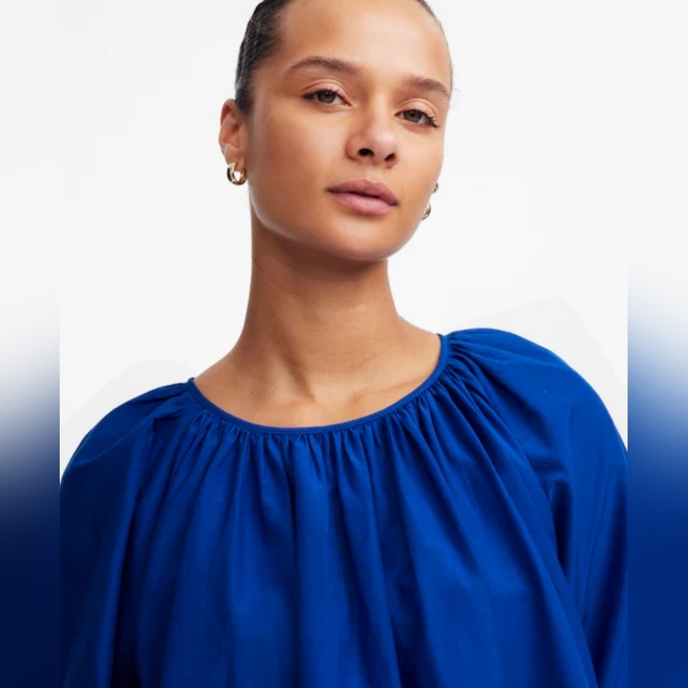 NWT $118 Madewell Shirred Puff-Sleeve Top in Cotton-Silk Voile Womens Size Small - Picture 5 of 11